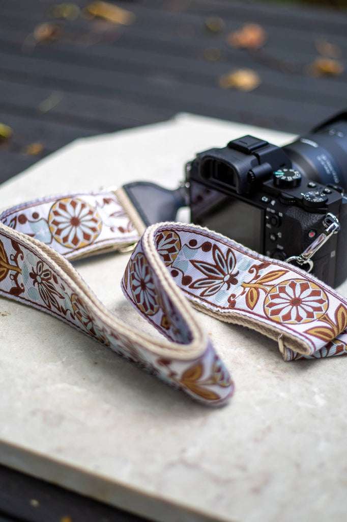 engraved leather camera strap